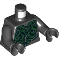 Torse, vert foncé armure échelles motif imprimé, bras et mains noirs (Torso, Dark Green Armor Scales Print, Black Arms and Hands)