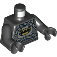 Visuel indicatif Rebrickable de Torse, Batsuit de l'espace avec logo Batman jaune, Tuses motif imprimé, bras et mains noirs (Torso, Space Batsuit with Yellow Batman Logo, Hoses Print, Black Arms and Hands)