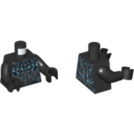 Visuel indicatif Rebrickable de Torse, armure avec collier de dent et motif imprimé lignes bleues métalliques (Black Panther), bras et mains noirs (Torso, Armor with Tooth Necklace and Metallic Blue Lines Print (Black Panther), Black Arms and Hands)