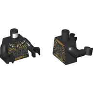 Visuel indicatif Rebrickable de Torse, armure avec des lignes d'or, Dent Collier motif imprimé, bras et mains noirs (Torso, Armor with Gold Lines, Tooth Necklace Print, Black Arms and Hands)