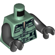 Visuel indicatif Rebrickable de Torse, gilet avec fermeture à glissière, sangles et poches motif imprimé (Black Widow), bras et mains noirs (Torso, Vest with Zipper, Straps and Pockets Print (Black Widow), Black Arms and Hands)
