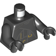 Visuel indicatif Rebrickable de Torse, cape, Ceinture avec fermoir en or motif imprimé, bras et mains noirs (Torso, Cloak, Belt with Gold Clasps Print, Black Arms and Hands)