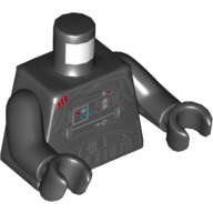 Visuel indicatif Rebrickable de Torse, costume de vol, panneau de contrôle, boutons, lumières motif imprimé, bras et mains noirs (Torso, Flight Suit, Control Panel, Buttons, Lights Print, Black Arms and Hands)