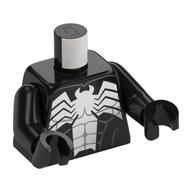 Torse, muscles avec grand motif blanc imprimé araignée (venin), bras et mains noirs (Torso, Muscles with Large White Spider Print (Venom), Black Arms and Hands)