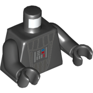 Visuel indicatif Rebrickable de Torse, armure, Panneau de contrôle imprimé (Dark Vador), bras et mains noirs (Torso, Armour, Control Panel Print (Darth Vader), Black Arms and Hands)