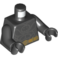 Visuel indicatif Rebrickable de Torse, muscles avec motif imprimé ceinture utilitaire or, bras et mains noirs (Torso, Muscles with Gold Utility Belt Print, Black Arms and Hands)