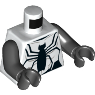 Torse, Muscles avec grand motif noir imprimé araignée, bras et mains noirs (Torso, Muscles with Large Black Spider Print, Black Arms and Hands)