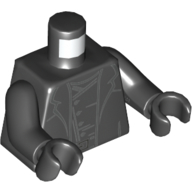 Visuel indicatif Rebrickable de Torse, veste, ouvert sur Tunique motif imprimé, bras et mains noirs (Torso, Jacket, Open over Tunic Print, Black Arms and Hands)
