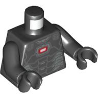 Torse, armure, plaques d'argent avec motif imprimé hexagonal blanc et rouge (machine de guerre), bras et mains noirs (Torso, Armor, Silver Plates with White and Red Hexagon Print (War Machine), Black Arms and Hands)