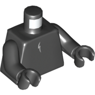 Visuel indicatif Rebrickable de Torse, motif imprimé blanc foudre/plume, bras et mains noirs (Torso, White Lightning/Feather Print, Black Arms and Hands)