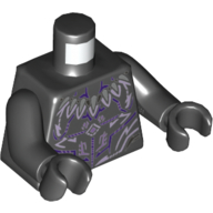 Visuel indicatif Rebrickable de Torse, armure avec plaques violet foncé et lavande, collier de dent motif imprimé, bras et mains noirs (Torso, Armor with Dark Purple and Lavender Plates, Tooth Necklace Print, Black Arms and Hands)