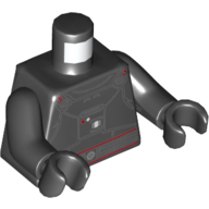 Visuel indicatif Rebrickable de Torse, armure avec panneau de contrôle de la poitrine, motif imprimé ceinture rouge, bras et mains noirs (Torso, Armor with Chest Control Panel, Red Outlined Belt Print, Black Arms and Hands)
