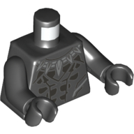 Visuel indicatif Rebrickable de Torse, armure écaillée avec collier en argent pointu, argent plat plaque Motif imprimé lignes, bras et mains noirs (Torso, Scaly Armor with Pointed Silver Necklace, Flat Silver Plate Lines Print, Black Arms and Hands)