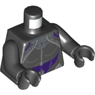 Visuel indicatif Rebrickable de Torse, noir pourpre Black Panther armure motif imprimé, bras et mains noirs (Torso, Dark Purple Black Panther Armor Print, Black Arms and Hands)