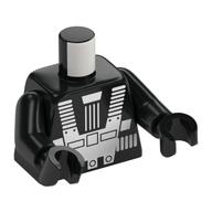 Visuel indicatif Rebrickable de Torse, réédition Blacktron classique, costume blanc, bras et mains noirs (Torso, Classic Blacktron Re-issue, White Space Suit, Black Arms and Hands)
