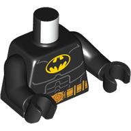 Visuel indicatif Rebrickable de Torse, logo Batman avec des muscles, motif : ceinture dorée, bras et mains noirs (Torso, Batman Logo with Muscles, Gold Belt Print, Black Arms and Hands)