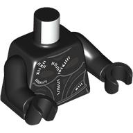 Visuel indicatif Rebrickable de Torse, combinaison, cuir avec points blancs, bras et mains noirs (Torso, Jumpsuit, Leather with White Stitches, Black Arms and Hands)