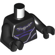 Visuel indicatif Rebrickable de Torse, muscles violet foncé, collier en argent imprimé (Black Panther), bras et mains noirs (Torso, Dark Purple Muscles, Silver Necklace Print (Black Panther), Black Arms and Hands)