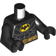 Visuel indicatif Rebrickable de Torse, costume Batman, logo Batman jaune, muscles, motif imprimé ceinture utilitaire or, bras et mains noirs (Torso, Batman Suit, Yellow Batman Logo, Muscles, Gold Utility Belt Print, Black Arms and Hands)