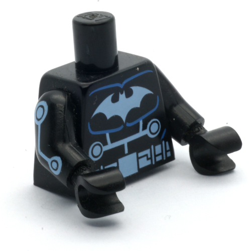 Torse, symbole Batman bleu moyen, motif : ceinture utilitaire, bras et mains noirs (Torso, Medium Blue Batman Symbol, Utility Belt Print, Black Arms and Hands)