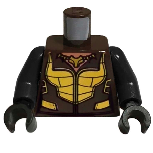 Visuel indicatif Rebrickable de Torse, armure, or avec Totem Collier motif imprimé (Vixen), bras et mains noirs (Torso, Armor, Gold with Totem Necklace Print (Vixen), Black Arms and Hands)