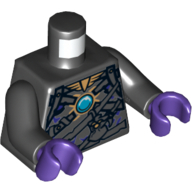 Torse, armure corbeau avec motif imprimé chi orbe, bras noirs, mains pourpre foncé (Torso, Raven Armour with Chi Orb Print, Black Arms, Dark Purple Hands)