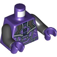 Torse, armure, noir et argent Plaques imprimées, bras noirs, mains pourpre foncé (Torso, Armor, Black and Silver Plates Print, Black Arms, Dark Purple Hands)