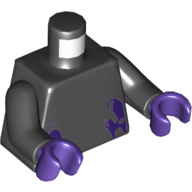 Visuel indicatif Rebrickable de Torse, motif imprimé taches violet foncé, bras noirs, mains pourpre foncé (Torso, Dark Purple Spots Print, Black Arms, Dark Purple Hands)