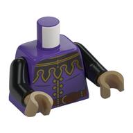Torse, manteau, col noir, ceinture brun rougeâtre, or Garniture, motif imprimé boutons, bras noirs, mains beige foncé (Torso, Coat, Black Collar, Reddish Brown Belt, Gold Trim, Buttons Print, Black Arms, Dark Tan Hands)