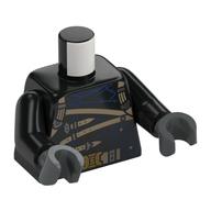 Torse, ceintures de beige foncé, sangles, armure bleu foncé, motif imprimé ceinture or, bras noirs, mains gris bleuté foncé (Torso, Dark Tan Belts, Straps, Dark Blue Armor, Gold Belt Buckle Print, Black Arms, Dark Bluish Gray Hands)