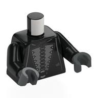 Torse, robe, panneau gris bleuté foncé, décorations argentées motif imprimé, bras noirs, mains gris bleuté foncé (Torso, Robe, Dark Bluish Grey Panel, Silver Decorations Print, Black Arms, Dark Bluish Gray Hands)