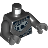 Torse, chemise avec des muscles, tor-un emblème de poitrine en argent et boucle de ceinture ovale motif imprimé, bras noirs, mains gris bleuté foncé (Torso, Shirt with Muscles, Tor-An Silver Chest Emblem and Oval Belt Buckle Print, Black Arms, Dark Bluish Gray Hands)