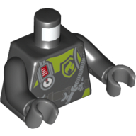 Visuel indicatif Rebrickable de Torse, combinaison de plongée, plongeur, insigne de feu, jauge, tuyau, motif : ceinture utilitaire, bras noirs, mains gris bleuté foncé (Torso, Wetsuit, Scuba Diver, Fire Badge, Gauge, Hose, Utility Belt Print, Black Arms, Dark Bluish Gray Hands)