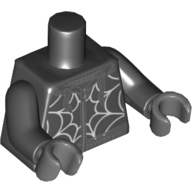 Visuel indicatif Rebrickable de Torse, sweat à capuche avec motif imprimé en toile d'araignée blanche, bras noirs, mains gris bleuté foncé (Torso, Hoodie with White Spider Web Print, Black Arms, Dark Bluish Gray Hands)