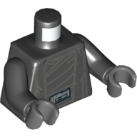 Visuel indicatif Rebrickable de Torse, robe avec motif imprimé boucle argentée, bras noirs, mains gris bleuté foncé (Torso, Robe with Silver Buckle Print, Black Arms, Dark Bluish Gray Hands)