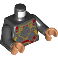 Torse, armure, orné d'argent, d'or et de rouge foncé Panneaux imprimés, bras noirs, mains nougat (Torso, Armor, Ornate with Silver, Gold, and Dark Red Panels Print, Black Arms, Nougat Hands)