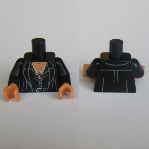 Torse, Veste, ouvert sur ouvert Chemise, Poitrine poilue, Ceinture et pendentif imprimé, bras noirs, mains nougat (Torso, Jacket, Open over Open Shirt, Hairy Chest, Belt and Pendent Print, Black Arms, Nougat Hands)