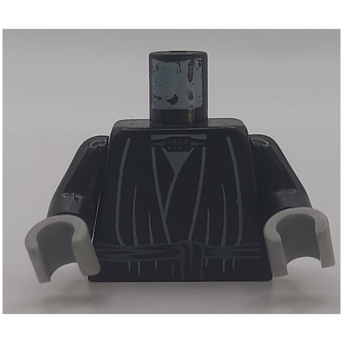 Torse, chemise en couches, robe cravate motif imprimé, bras noirs, mains gris bleuté clair (Torso, Layered Shirt, Robe Tie Print, Black Arms, Light Bluish Gray Hands)