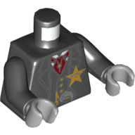 Torse, insigne d'étoile de shérif occidental, gilet, motif imprimé ascot rouge, bras noirs, mains gris bleuté clair (Torso, Western Sheriff Star Badge, Vest, Red Ascot Print, Black Arms, Light Bluish Gray Hands)