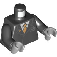 Torse, costume avec logo ultra agents et motif imprimé cravate or, bras noirs, mains gris bleuté clair (Torso, Suit with Ultra Agents Logo and Gold Tie Print, Black Arms, Light Bluish Gray Hands)