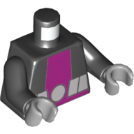 Visuel indicatif Rebrickable de Torse, combinaison, rayures verticales violettes et gris bleuté clair Ceinture imprimée (Beast Boy), bras noirs, mains gris bleuté clair (Torso, Jumpsuit, Purple Vertical Stripe and Light Bluish Gray Belt Print (Beast Boy), Black Arms, Light Bluish Gray Hands)