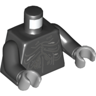 Torse, lignes gris bleuté clair, plis, plis motif imprimé, bras noirs, mains gris bleuté clair (Torso, Light Bluish Gray Lines, Creases, Folds Print, Black Arms, Light Bluish Gray Hands)