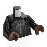 Torse, veste ouverte, gilet gris bleuté fark, fermeture éclair, motif imprimé ceinture noire, bras noirs, mains brun rougeâtre (Torso, Open Jacket, Fark Bluish Grey Vest, Zipper, Black Belt Print, Black Arms, Reddish Brown Hands)