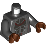 Torse, armure, Rouge Foncé Motif imprimé fil, bras noirs, mains brun rougeâtre (Torso, Armour, Dark Red Wire Print, Black Arms, Reddish Brown Hands)