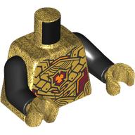Torse, armure, Plaques d'or et de rouge foncé, Orange Symbole imprimé, bras noirs, mains or nacré (Torso, Armour, Gold and Dark Red Plates, Orange Symbol Print, Black Arms, Pearl Gold Hands)