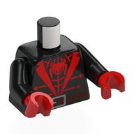 Visuel indicatif Rebrickable de Torse, araignée rouge, sangle, motif imprimé ceinture, bras noirs, mains rouges (Torso, Red Spider, Webbing, Belt Print, Black Arms, Red Hands)