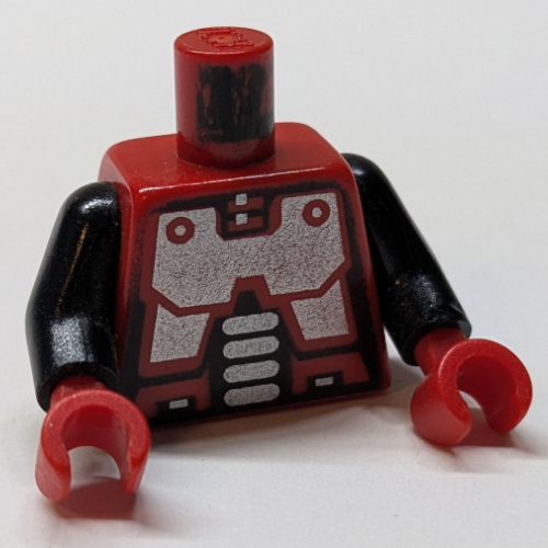Visuel indicatif Rebrickable de Torse, Robot imprimé (Spyrius), bras noirs, mains rouges (Torso, Robot Print (Spyrius), Black Arms, Red Hands)