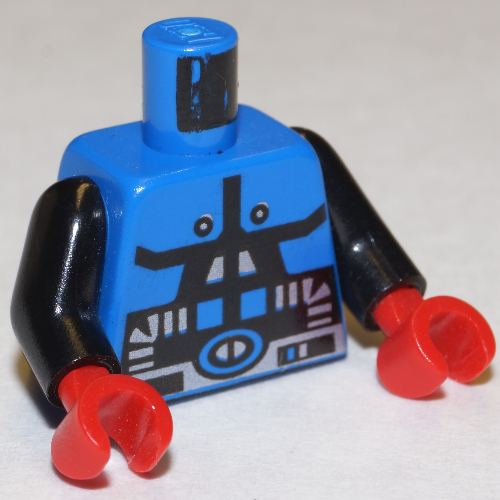 Visuel indicatif Rebrickable de Torse, combinaison spatiale Spyrius motif imprimé, bras noirs, mains rouges (Torso, Spacesuit Spyrius Print, Black Arms, Red Hands)