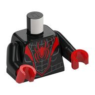 Visuel indicatif Rebrickable de Torse, muscles, bordure rouge et logo araignée motif imprimé, bras noirs, mains rouges (Torso, Muscles, Red Trim and Spider Logo Print, Black Arms, Red Hands)