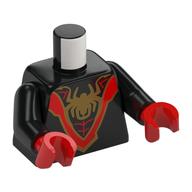 Torse, or Spider-Man Logo, rouge sangles motif imprimé, bras noirs, mains rouges (Torso, Gold Spider-Man Logo, Red Webbings Print, Black Arms, Red Hands)